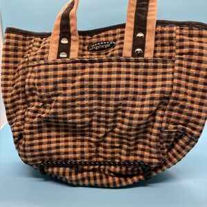 Longaberger Checkered Tote in Black and Tan